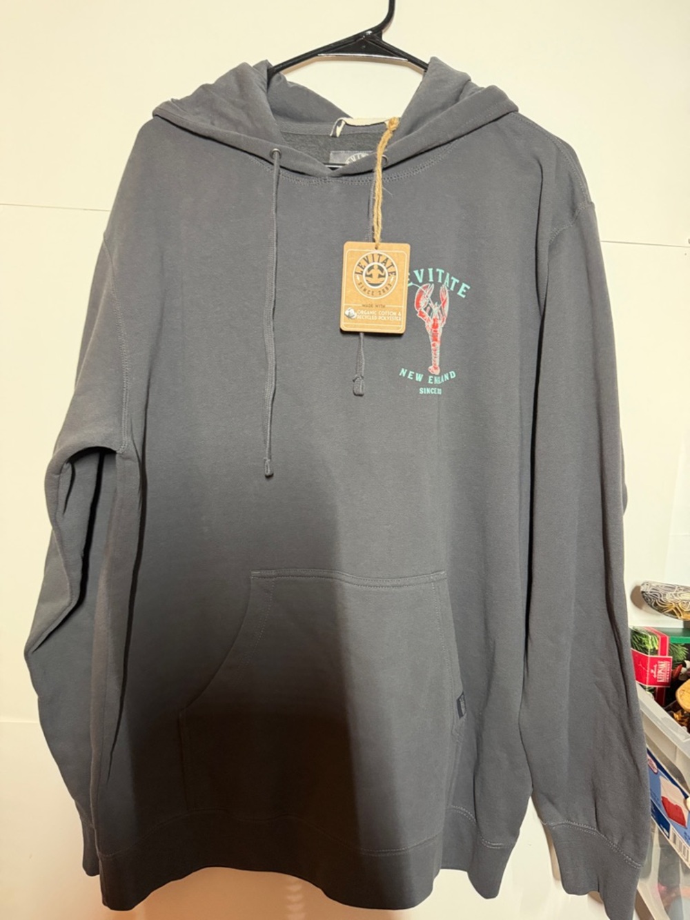 Levitate New England trippy lobster Charcoal Graphic Hoodie Sweatshirt - Men
